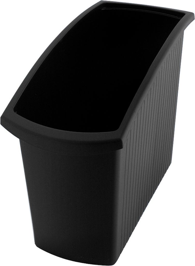 Rechteckiger Kunstoff Papierkorb | 18 Liter, HxBxT 34,5x19,4x45cm | Schwarz
