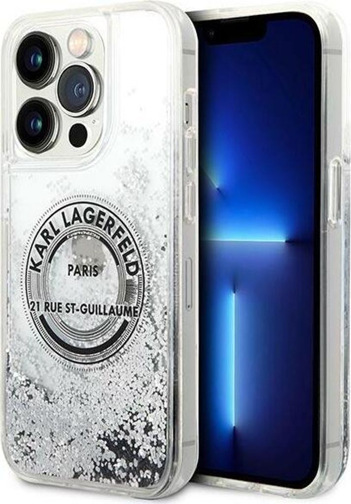 Karl Lagerfeld KLHCP14XLCRSGRS iPhone 14 Pro Max 6,7" Silber / Silber Hardcase Liquid Glitter RSG Handyhülle