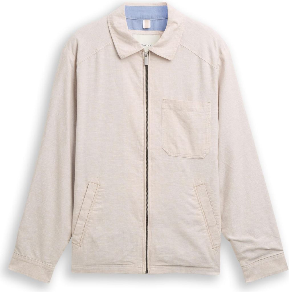 Tom Tailor 1049645_S, Männlich, Erwachsener, Regular fit, Reißverschluss, Leinen, Beige