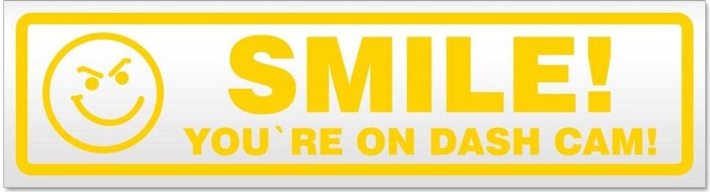 Kiwistar - Autoaufkleber - Gelb - 60 x 16 cm - Smile You Are on Dash Cam - Hinweis Aufkleber Sticker für Auto, Kfz, Fahrrad, PKW, LKW