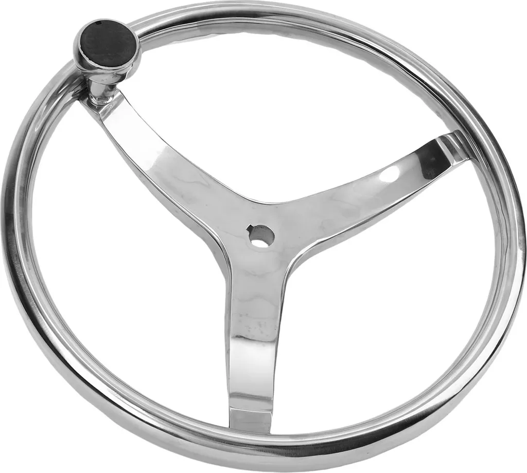 Volant de Direction Marine Inox 3 Branches pour Arbre Conique 3/4 Pouce
