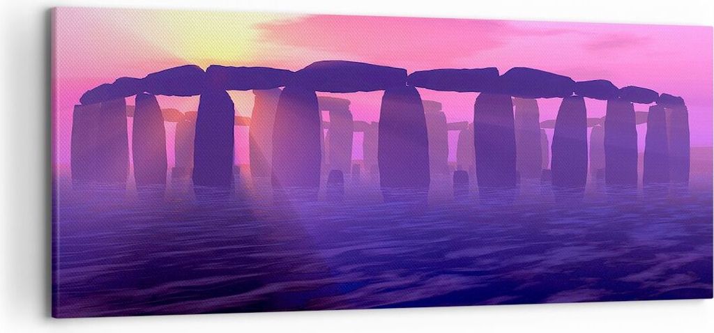 Bild auf Leinwand - Leinwandbild - Stonehenge Kreis Geheimnis Geschichte - 120x50cm - Wand Bild - Wanddeko - Leinwanddruck - Bilder - Kunstdruck - ...