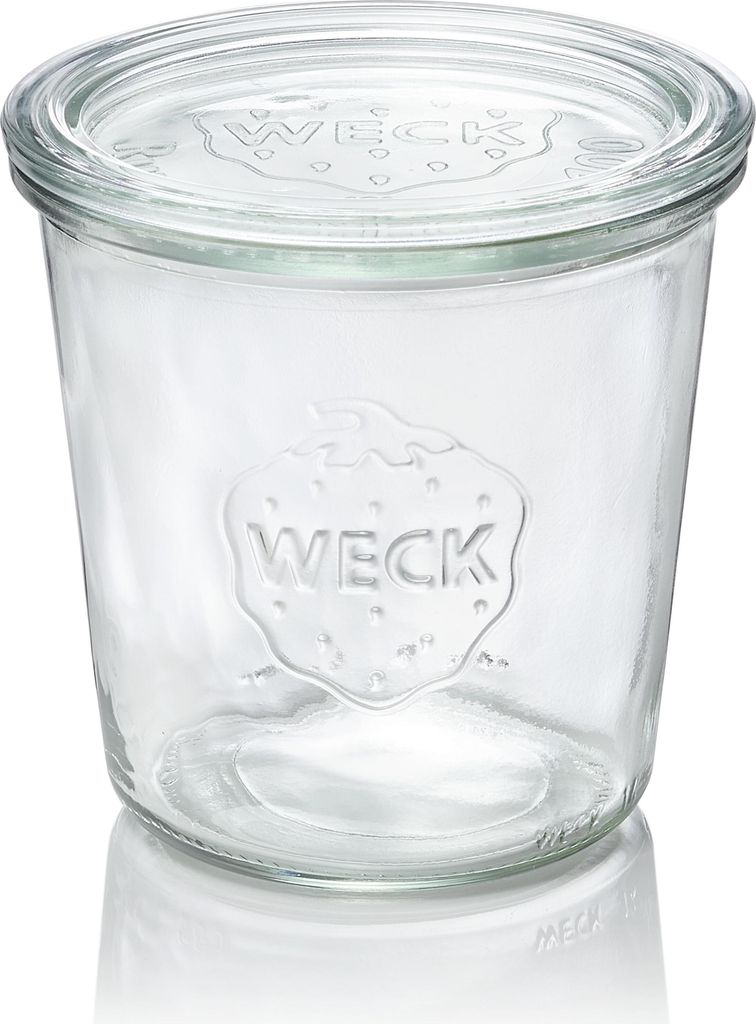 WECK 742 Sturzglas 580 ml mit Deckel 6er-Karton ohne Ringe Produktbild 