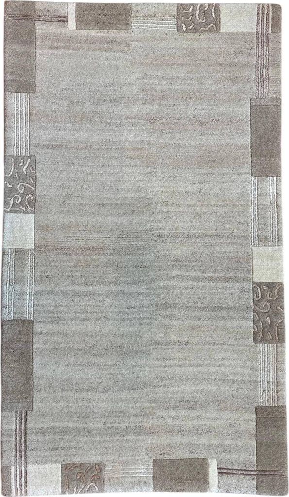 Teppich INDO NEPAL | Handgeknüpft | Farbe: Beige meliert; Größe: 90x160 cm | strapazierfähig und leicht zu reinigen | Wohnzimmer | Schlafzimmer