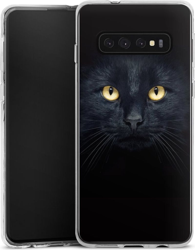 DeinDesign Handyhülle für Samsung Galaxy S10 Plus Silikon Hülle Case Smartphone Schutzhülle Auge Katze schwarz
