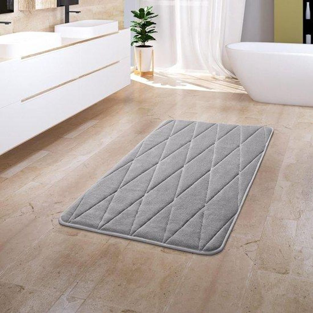 Badezimmer-Matratze - Schutzmatte - Füße Trocken Halten - Weich Flockig Oberfläche - 50x80 cm - Grau