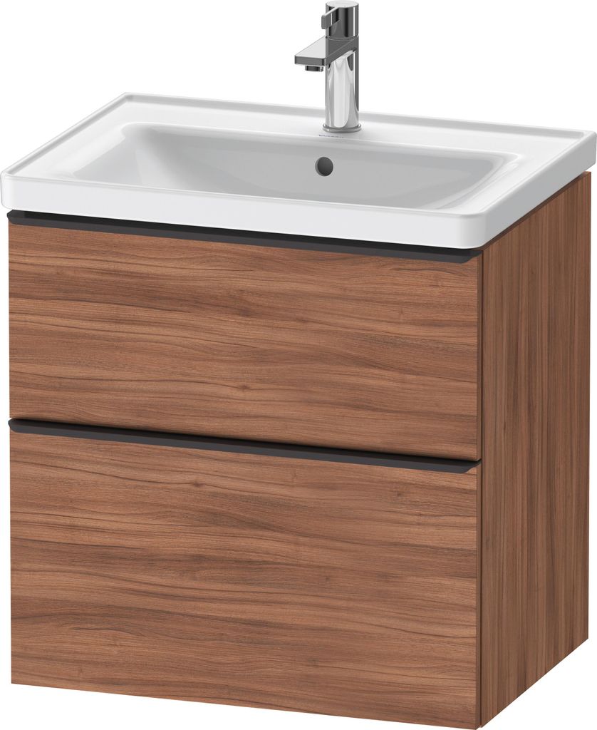 Duravit D-Neo Waschtischunterbau wandhängend, 634x625x452mm, 1 Auszug, 1 Schubkasten, mit Griff Diamantschwarz, DE43540BD790000