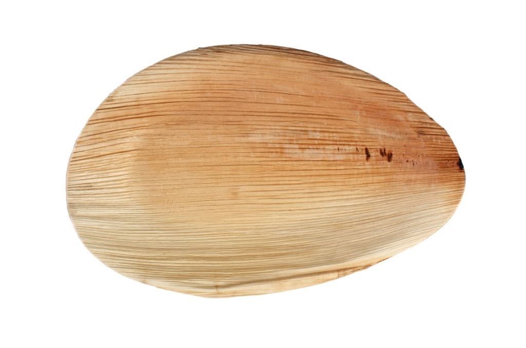 100x ovaler Teller aus Palmblatt Größe 21 cm