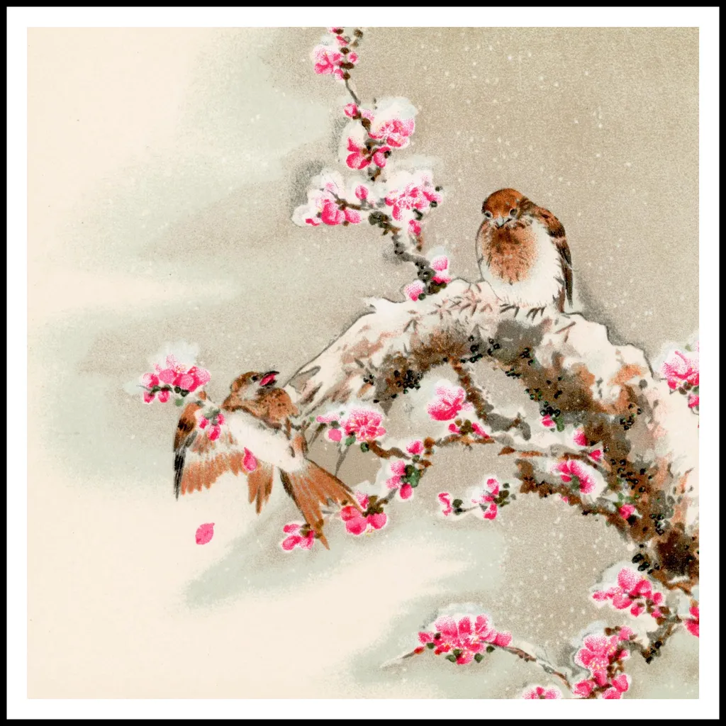 Poster 100x100 cm Uccello sulla cima dell'albero, G.A. Audsley