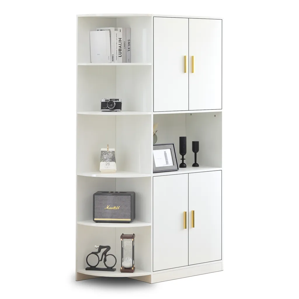 AIORBER Buffet 180 cm avec Étagère d'Angle Modulable Blanc Moderne - 10