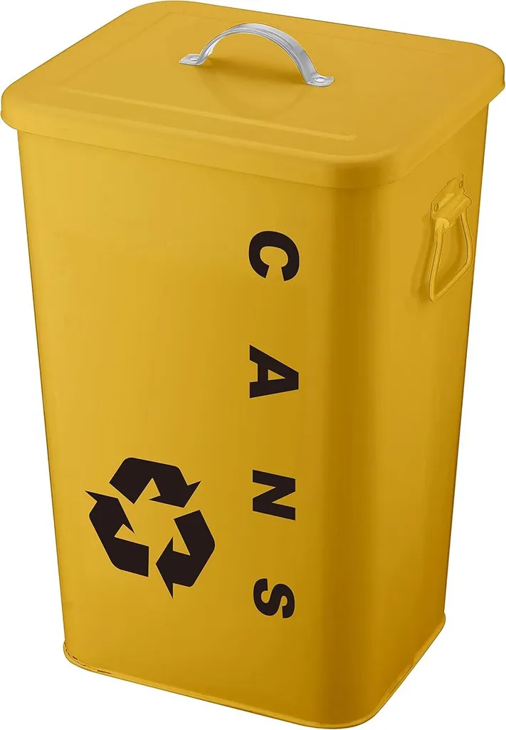 Poubelle à canettes jaune 26 litres en acier pour bureau et cafétéria