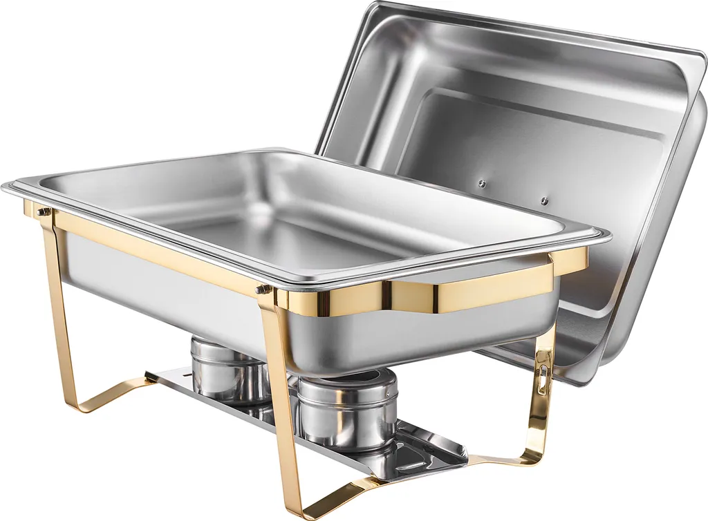 Chauffe-Plat Buffet Professionnel 8 Qt Lot de 4 - Service Traiteur Inox Robuste