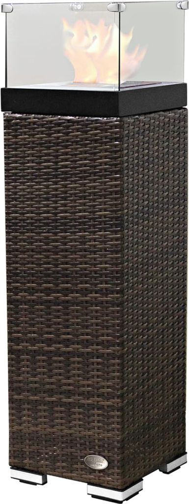 Ethanol-Feuersäule Braun Poly-Rattan, 120 cm hoch, 33x33 Produktbild 