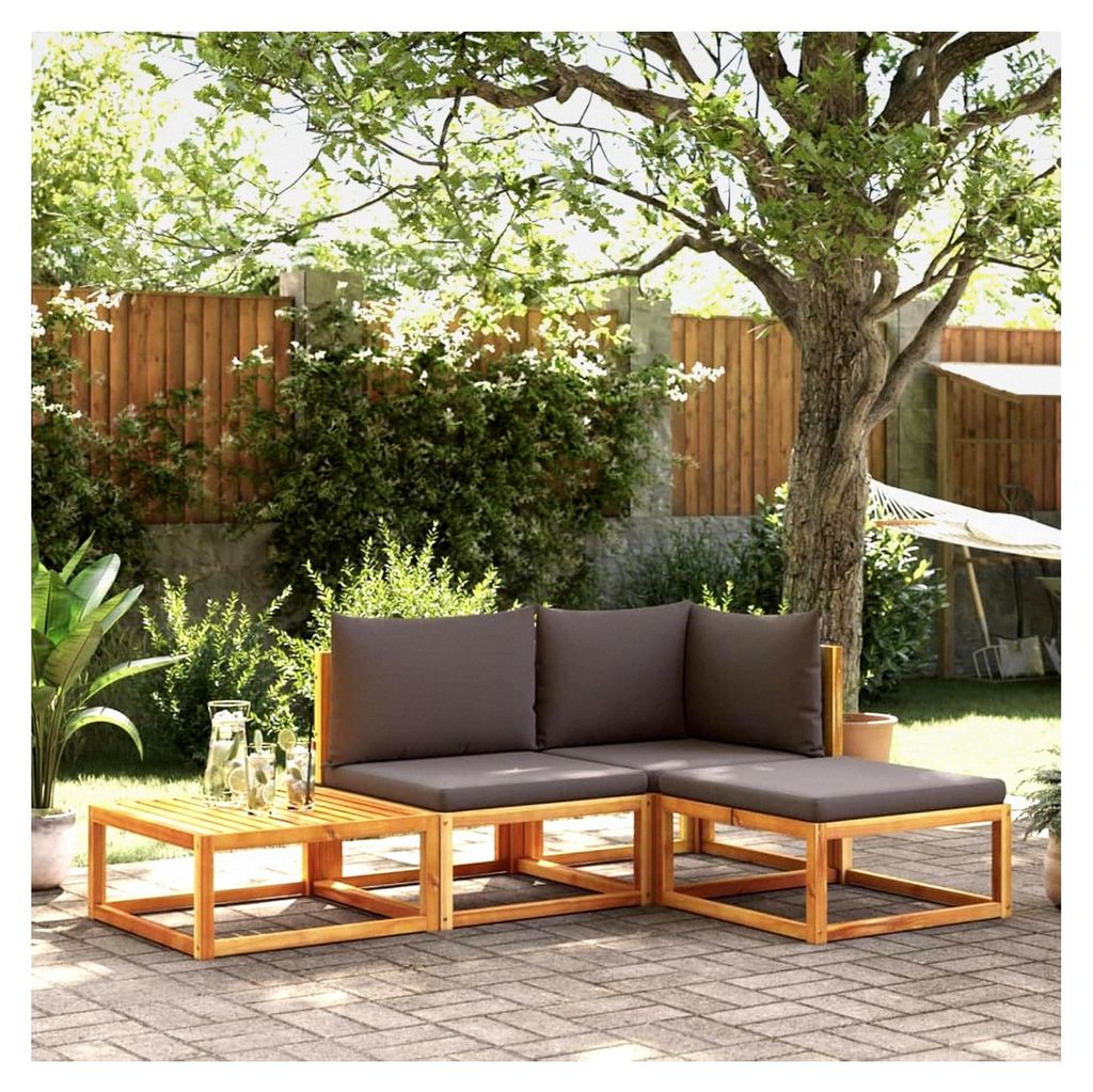 Kleine Balkon Lounge aus Holz, Ecklounge Set für Gartenmöbel, Sofa und Ecksofa für kleine Balkone, Terrassenmöbel und Loungemöbel aus massivem...