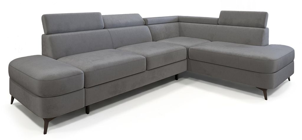 Masseno Ecksofa AVISE M R-S mit Schlaffunktion L-Form, Sofa mit Bettkasten, Wohnzimmersofa, Couch, Soffa, Bettsofa, Couchgarnitur- Grau, MONOLITH 85