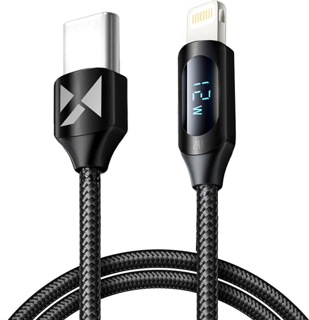 Wozinsky WUCLC1 USB Schnell Lade Kabel für iPhone iPad Daten Display USB Typ C Lightning Anschluss kurz 1 Meter