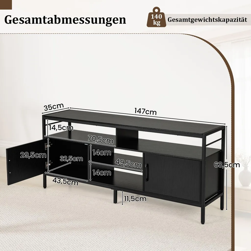 Table TV pour salon 65 pouces avec étagères pour consoles et décodeurs - 3