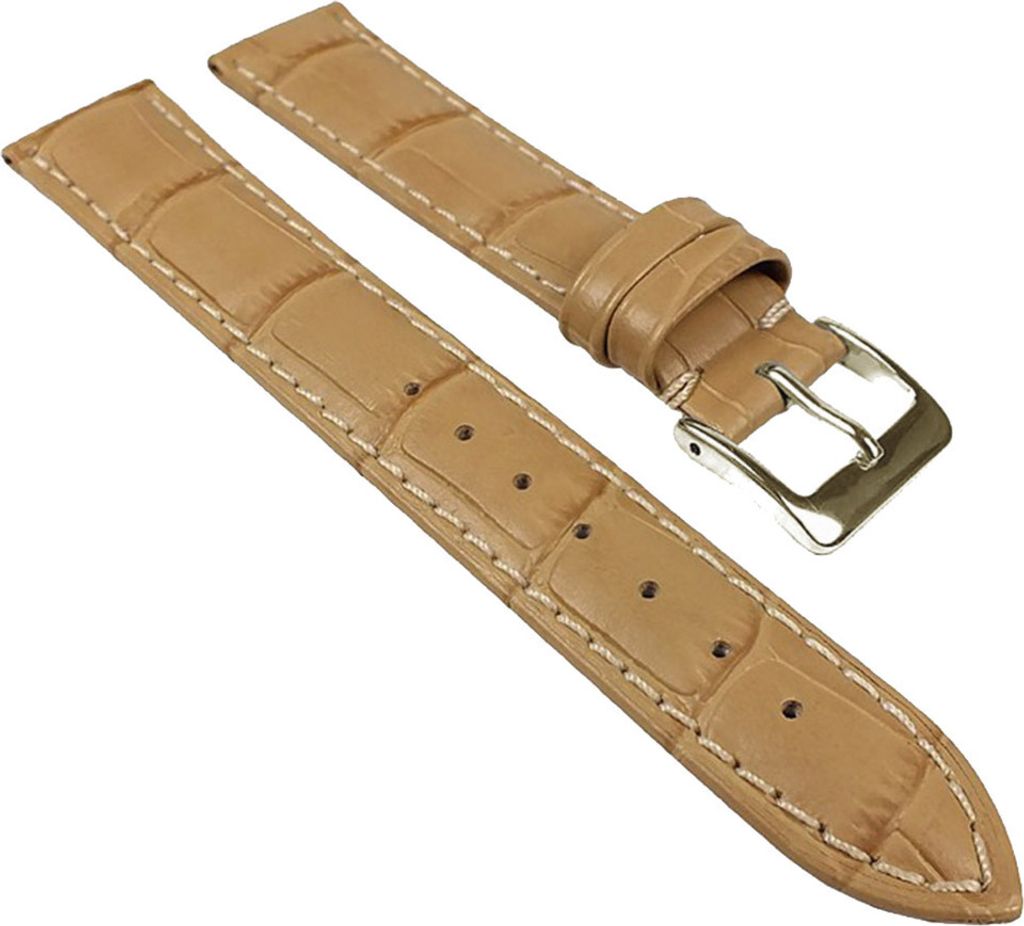 Alligator Prägung Ersatzband Uhrenarmband Kalbsleder Band Creme 22966S, Stegbreite:20mm