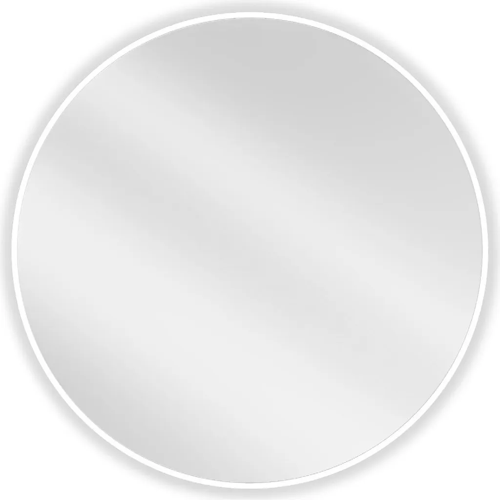 Mexen Loft specchio da bagno rotondo 80 cm, cornice bianca - 9850-080-080-000-20
