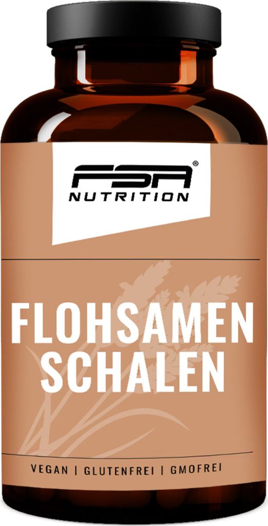 Flohsamenschalen Kapseln im Glas mit 1200 mg pro Kapsel - FSA Nutrition - 180 Kapseln