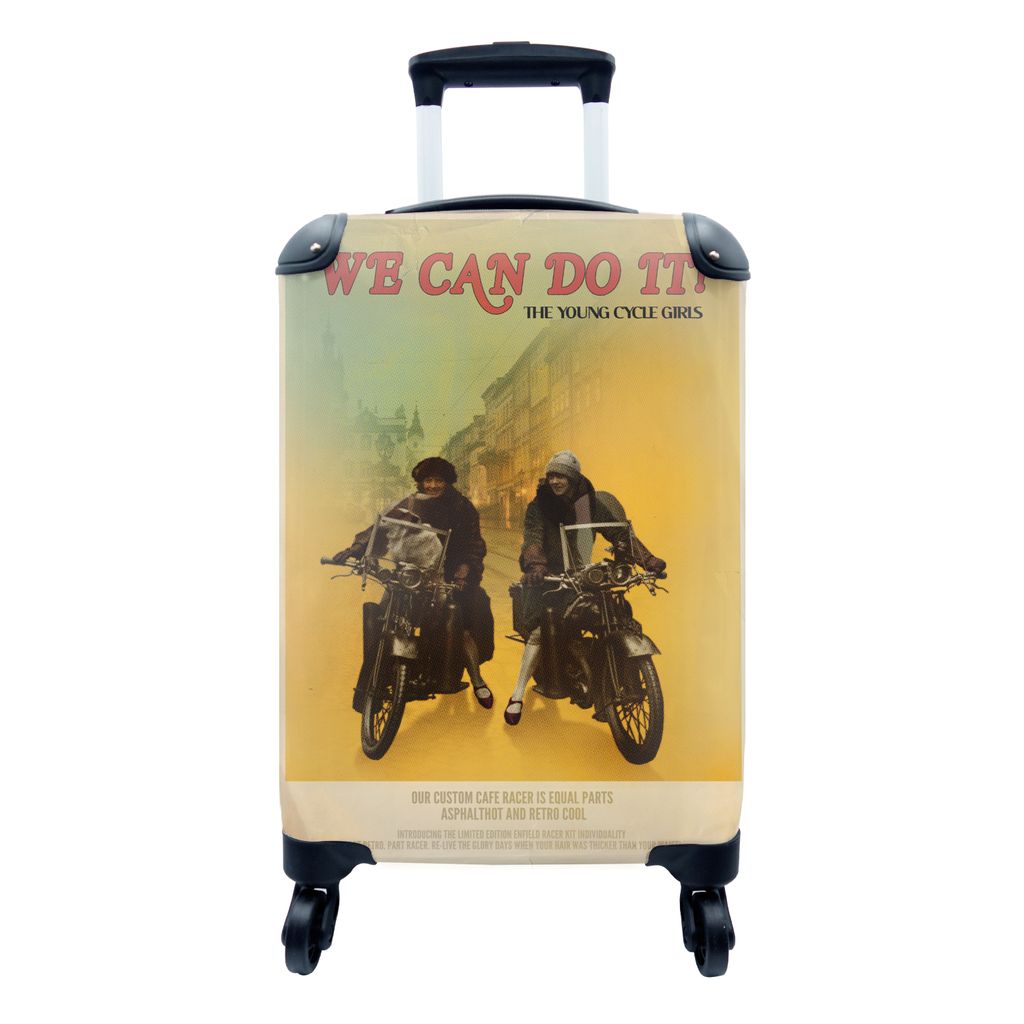 MuchoWow Koffer Handgepäck Trolley Rollkoffer Kleine Reisekoffer mit 4 Rollen - Motorrad - Oldtimer - Frauen - Zitat - Cabin Size < 55x40x23 cm ...