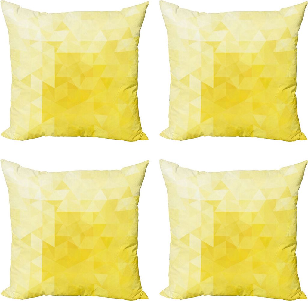 ABAKUHAUS Gelb Kissenbezug Set (4 Stück), Retro Triangles Mosaik, Moderner Doppelseitiger Digitaldruck, 40 cm x 40 cm, Gelb