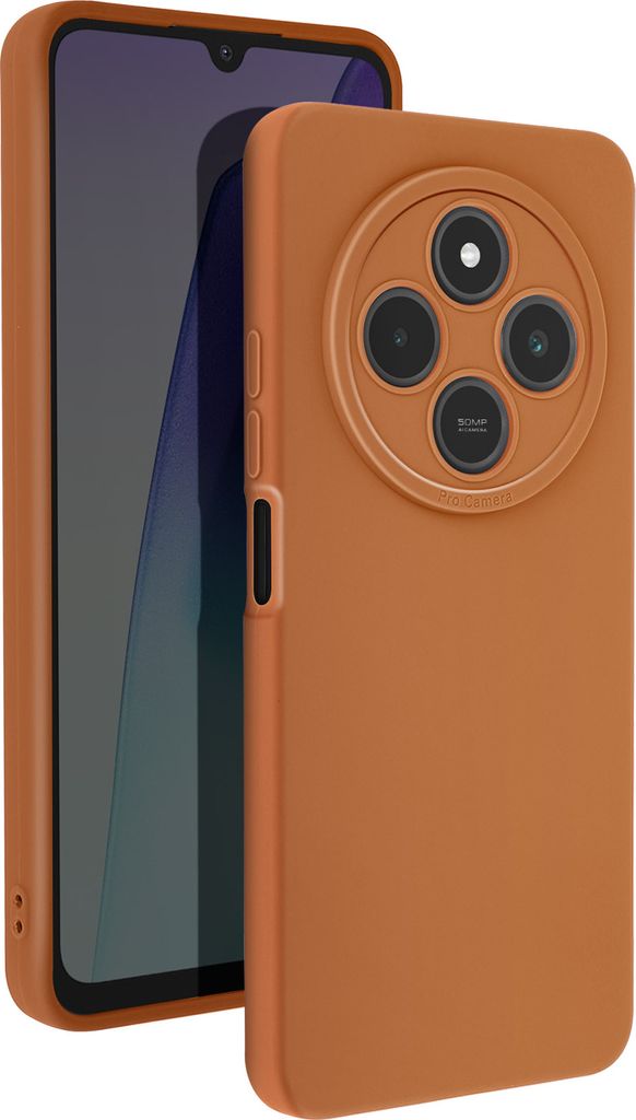 Avizar, SoftGlow Silikonhülle für Xiaomi Redmi 14C, geschützte Kamera, Braun