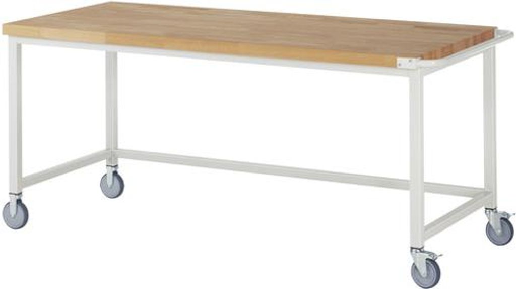 Mobiler Arbeitstisch - Werkbank - höhenverstellbar 880 - 1.080 mm - 2.000 x 900 mm (HxBxT) - Traglast 450 kg - Buche