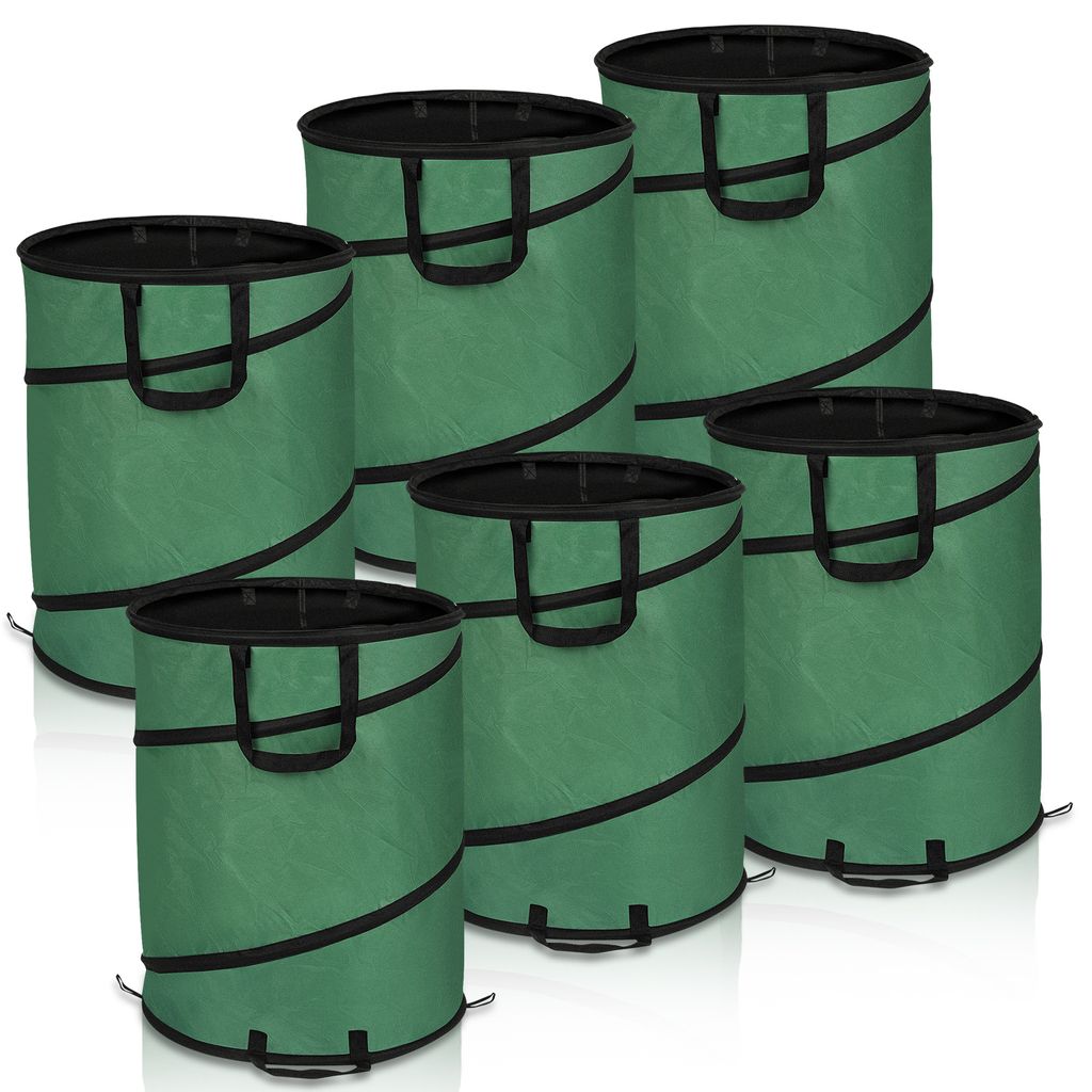 TolleTour 6X Gartensack 170L Pop Up Laubsack Gartenabfallsack XXL Garten Tasche Rasensack mit Griffen Reißfest Wiederverwendbar