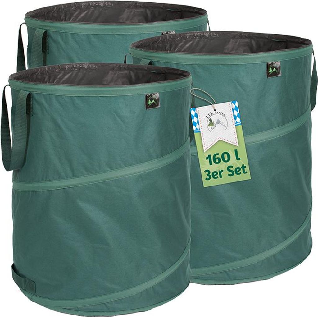 TTL GARDEN Gartenabfallsack PREMIUM 3er Set 160L grün Produktbild 