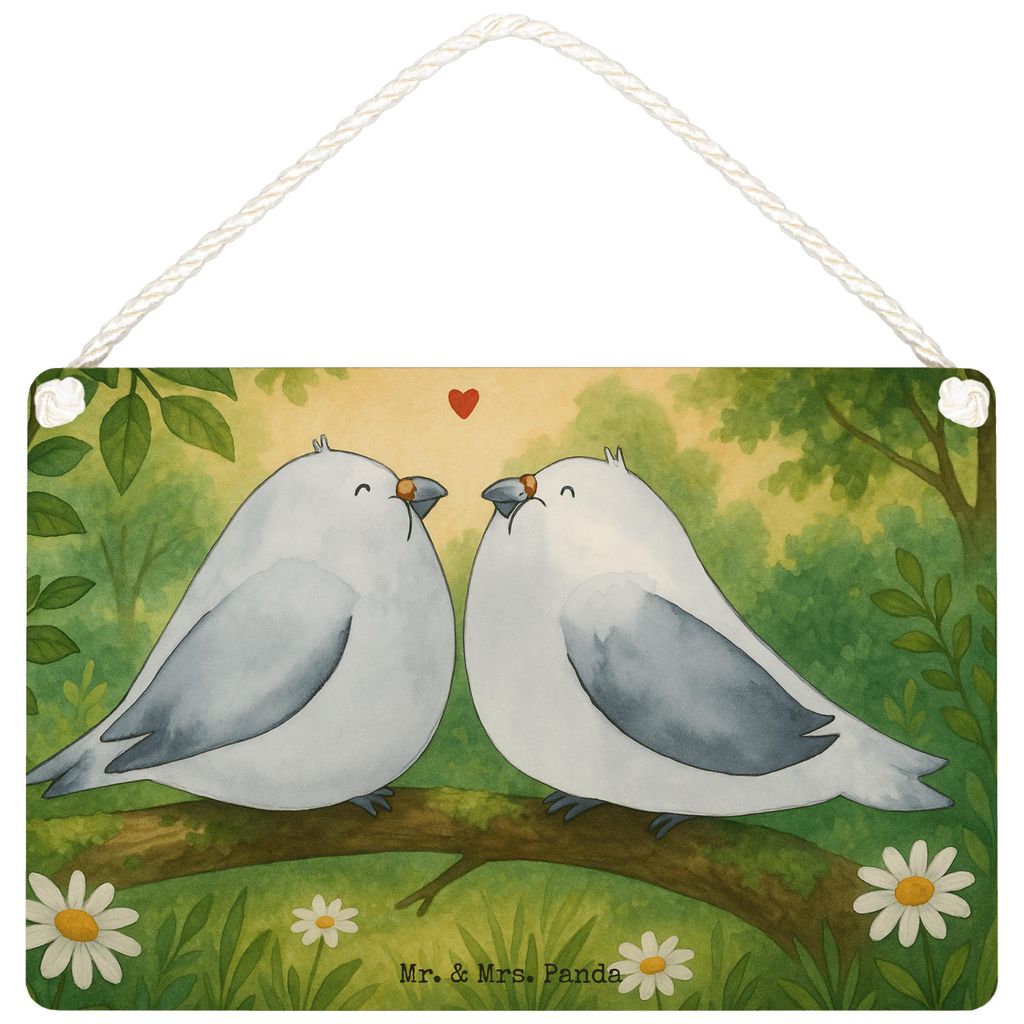 Mr. & Mrs. Panda Schild Turteltauben Liebe Design DIN A5 - Weiß - Geschenk, Deko Wandbild, kleine aufmerksamkeit, Türschild, Freundin, Liebesbewe...