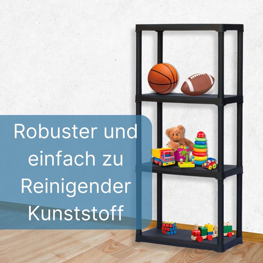 Steckregal Kunststoff 4 Böden 60 x 30 x 133 cm