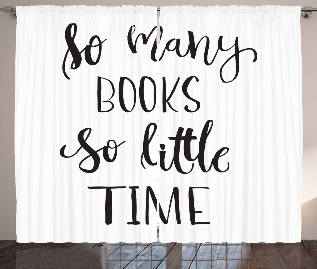 ABAKUHAUS Buch Rustikaler Gardine, Inspiration Moderne Wörter, Schlafzimmer Kräuselband Vorhang mit Schlaufen und Haken, 280 x 245 cm, Weiß und ...