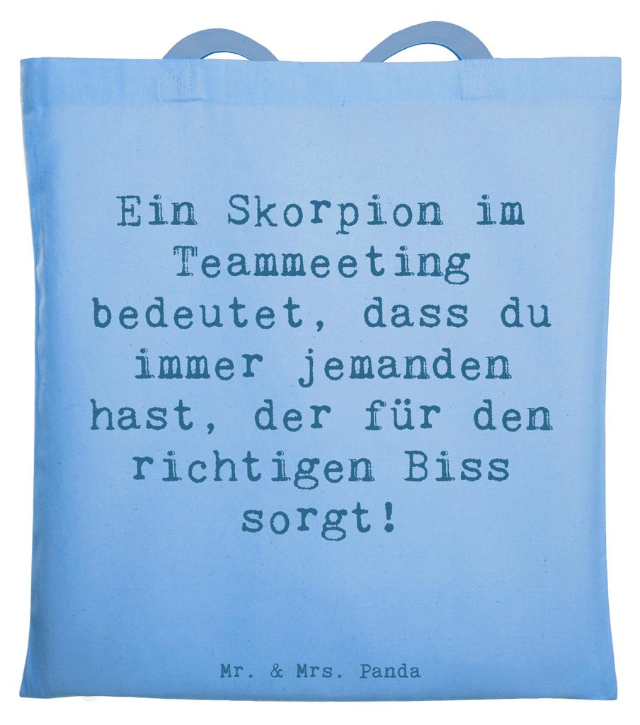 Mr. & Mrs. Panda Einkaufstasche Spruch Skorpion Biss - Sky Blue - Geschenk, Laptoptasche, Schultasche, Leidenschaft, Humor, Geschenke Astrologie, T...