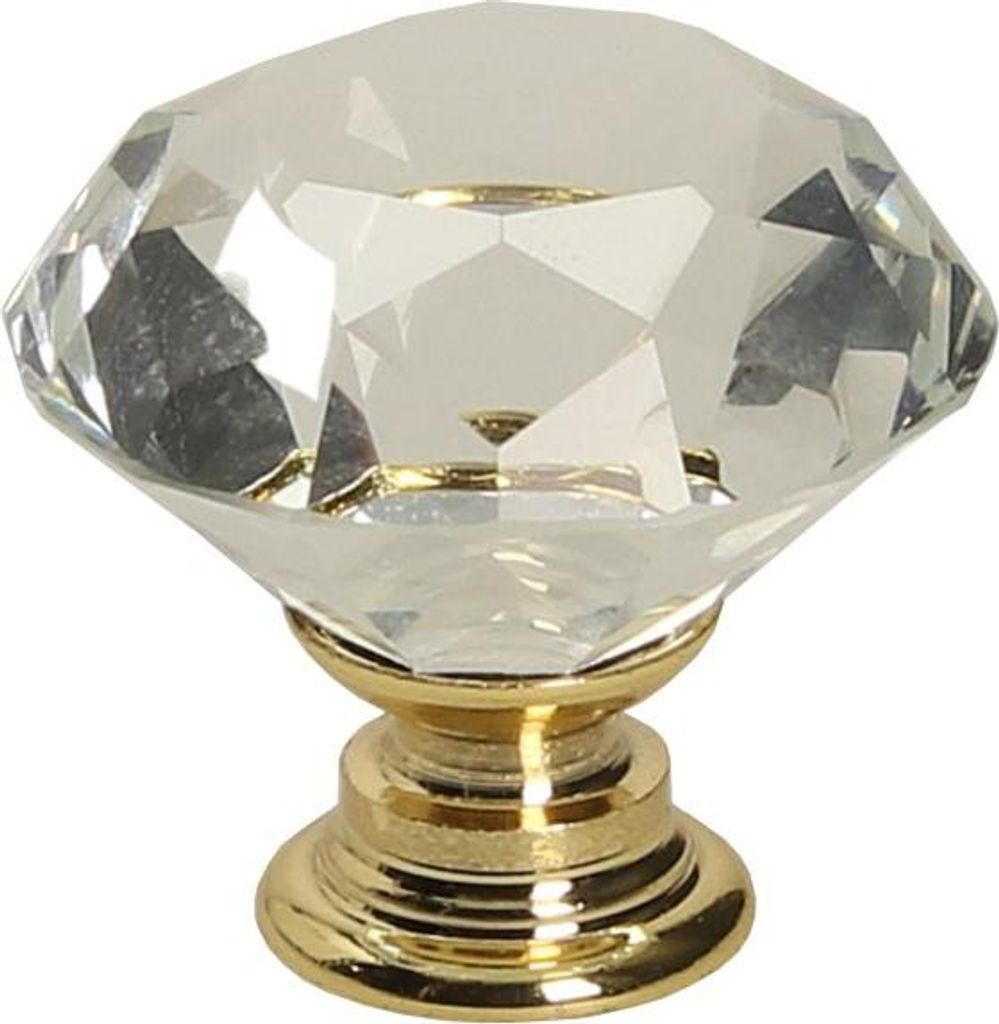 GP15 Knopf, transparent, goldglänzend, Durchmesser 30mm