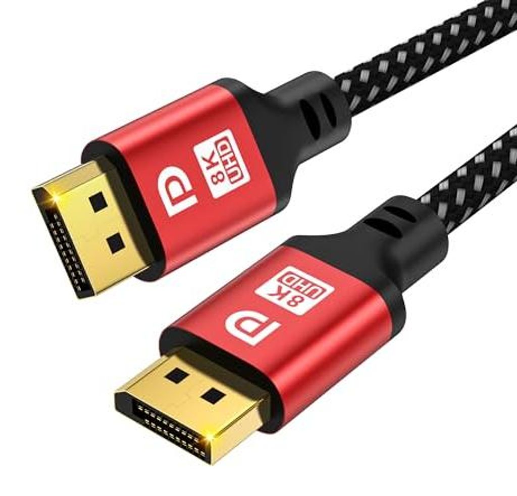 16K/10K 2.1 DisplayPort-Kabel, DP-Kabel 3 m (8K bei 60 Hz, 4K bei 144 Hz, 2K bei 240 Hz, 40 Gbit) für Laptop, Fernseher, Gaming-Monitor (rot)