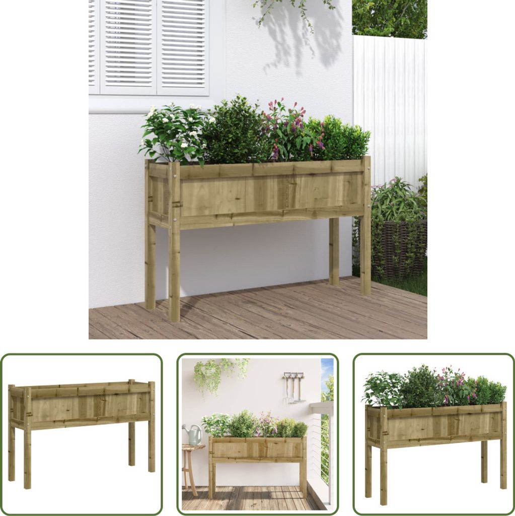 The Living Store Pflanzkübel mit Beinen 110x31x70 cm Kiefernholz Imprägniert
