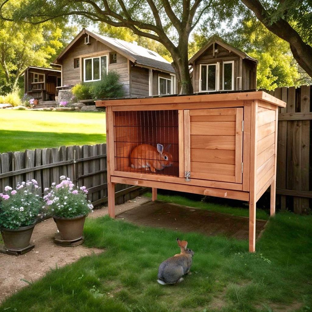 Kaninchenstall aus Holz für draußen Carrot Produktbild 