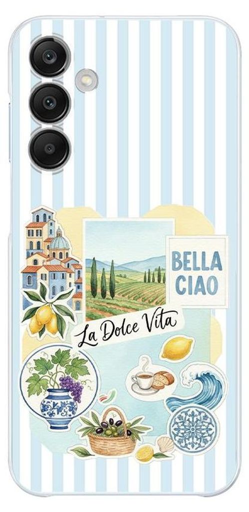 Flexible Hülle für das Samsung Galaxy M35, Kameraschutz, TPU Silikon transparent, Urlaub in Italien, italienische Spezialitäten, La Dolce Vita