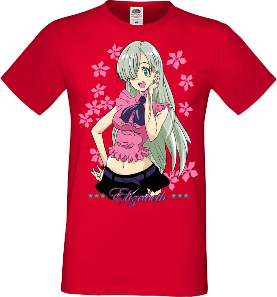 Herren T-Shirt Manga Anime The Seven Anime Deadly Manga Sins Elizabeth Liones Elizabeth Liones, Man 2XL / Rot