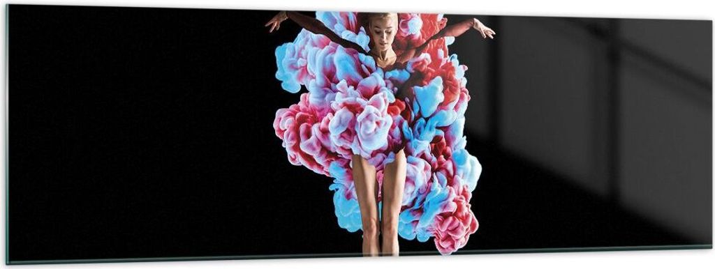 Bilder auf glas - Einteilig - Mädchen bunt Rauch - 160x50cm - Glasbilder - Wandbilder - Bilder - zum Aufhängen bereit - Wanddekoration aus Glas -...