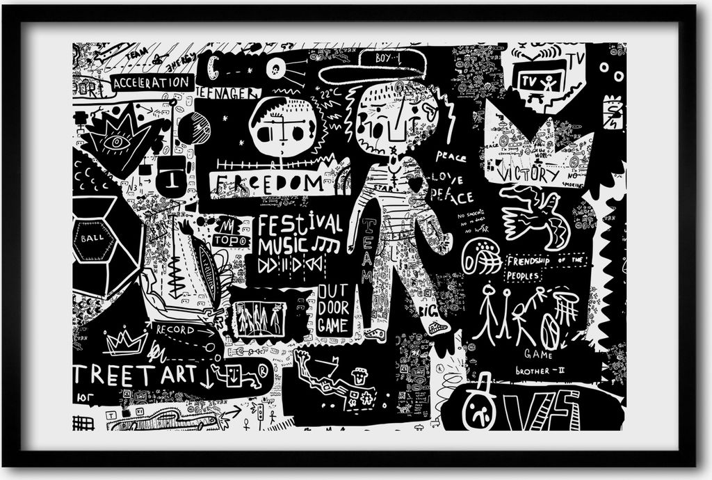 Bild 60x40 MDF-Rahmen, Wandkunst Graffiti