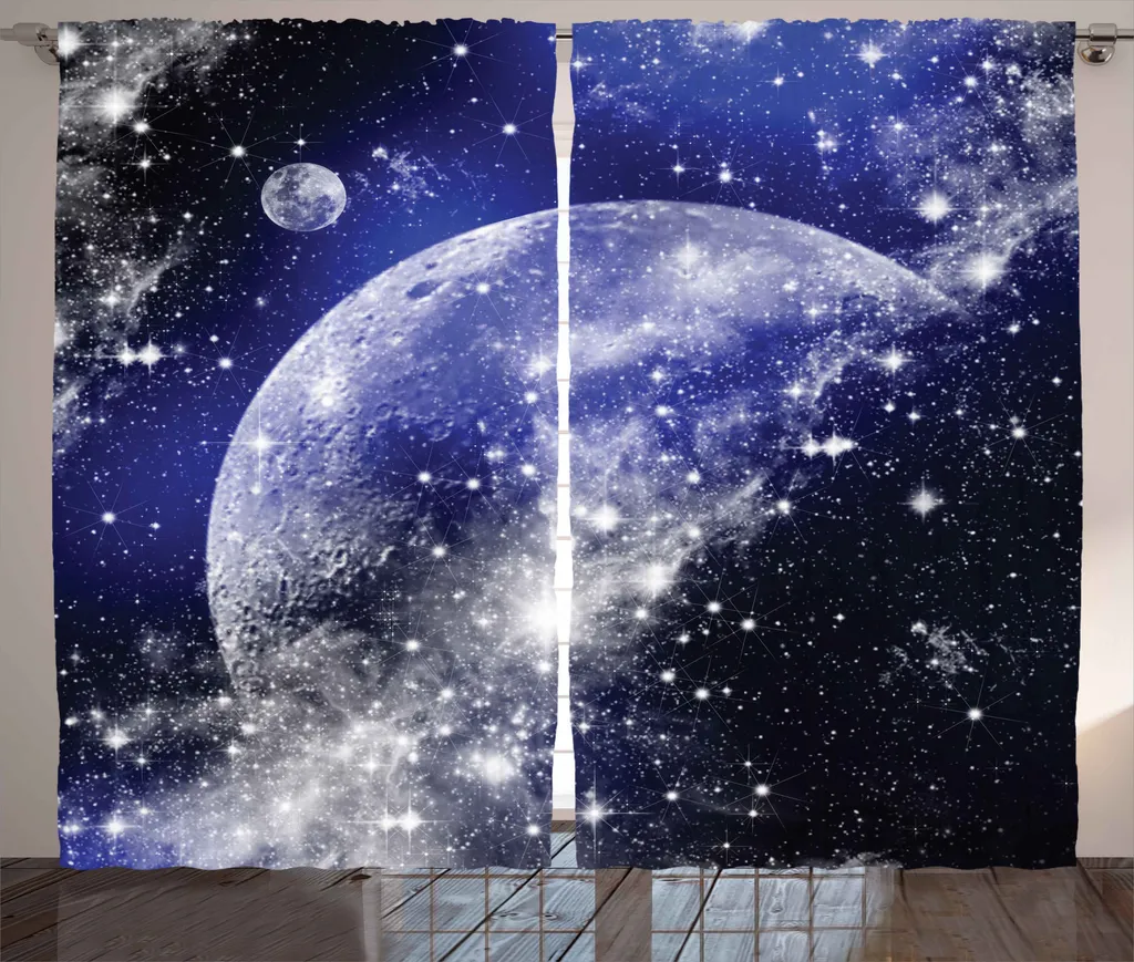 Rideau Nebula Dark Sky Galaxis Marron Gris avec Boucles et Crochets