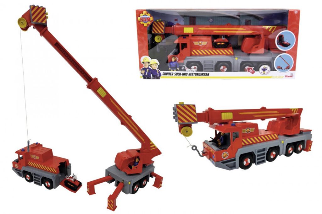SIMBA Feuerwehrmann Sam Jupiter Rettungskran 50cm Kranwagen Fahrzeug