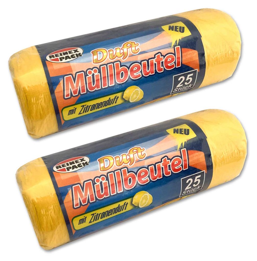 2 Rollen Duft Müllbeutel Zitrone 20l Zitronenduft Mülltüten Produktbild 