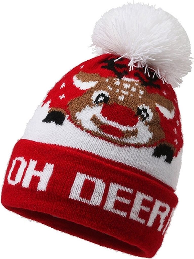 Weihnachtsmützen Plüsch Uni Kinder Bommel Mütze Weihnachten Produktbild
