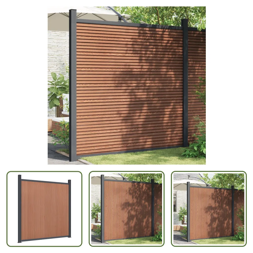 The Living Store Élément de clôture WPC Marron 180x186 cm avec 2 poteaux