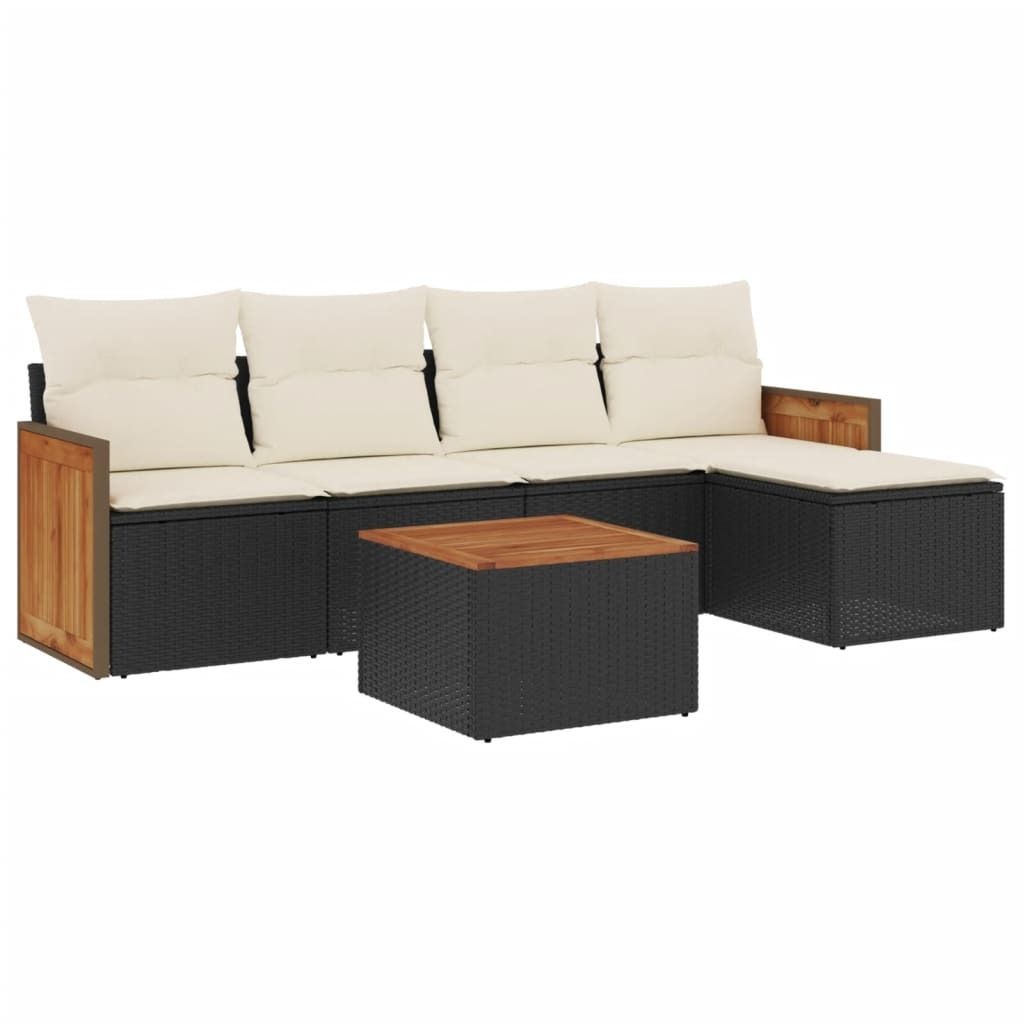 "2026 MODERNE" 6-tlg. Garten-Lounge-Set - elegantes Design - Sitzgruppe/Gartengarnitur - mit Kissen Schwarz Poly Rattan - Terassenmöbel NeuMöbel5...