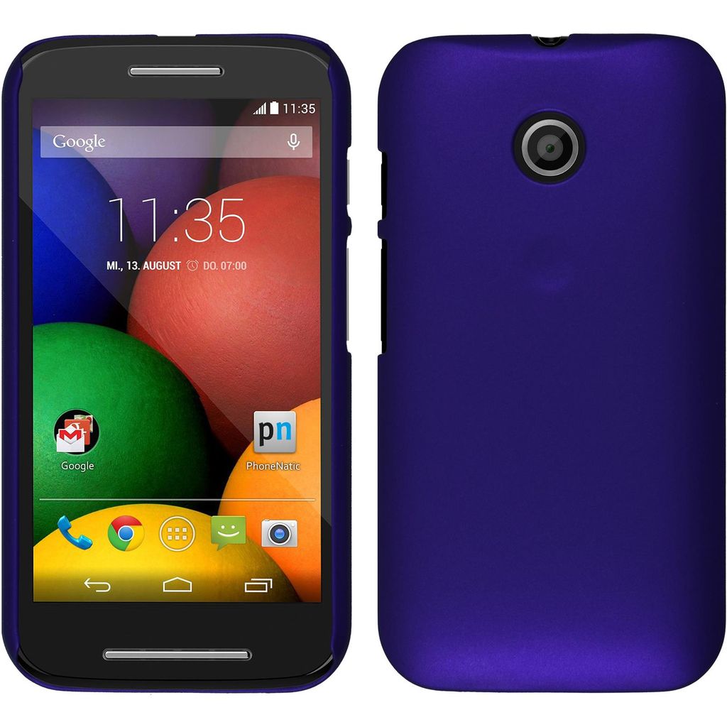 PhoneNatic Case kompatibel mit Motorola Moto E - Hülle lila gummiert Hard-case + 2 Schutzfolien