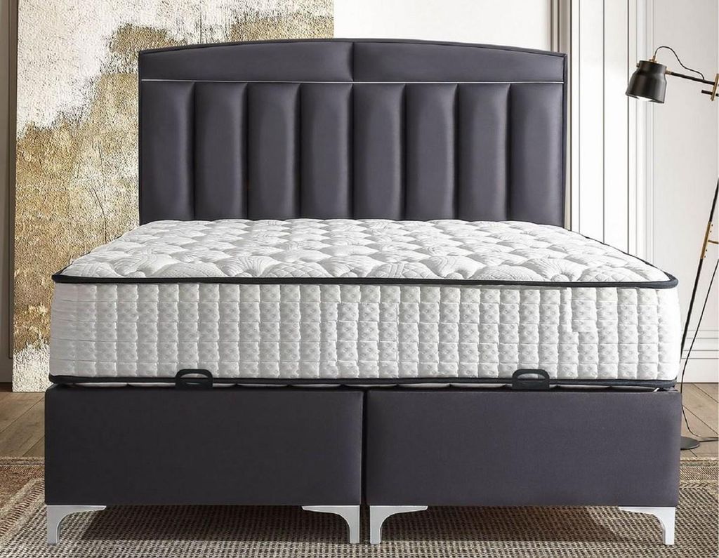 Casa Padrino Luxus Doppelbett Lila / Weiß - Verschiedene Größen - Massivholz Bett mit Kopfteil und Matratze - Schlafzimmer Möbel - Hotel Möbel...